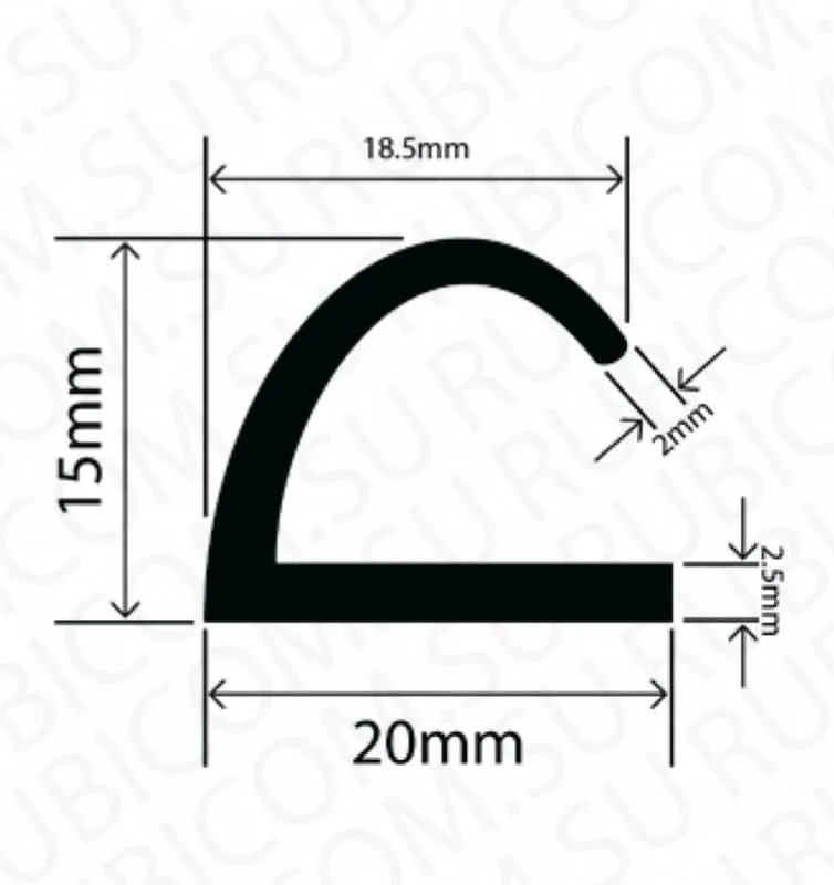 профиль резиновый rbap20x15l