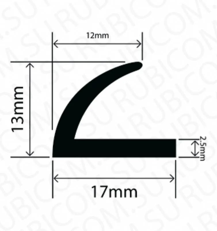 профиль резиновый rbap17x13l