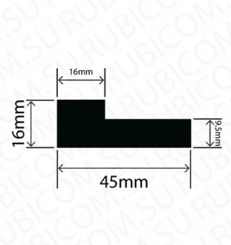 профиль резиновый rbap45x16w